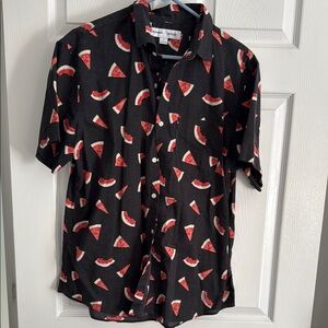 Black Watermelon Print Men's Shirt